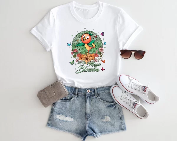 Disney Shirt, Disney Family Shirts, Let the Magic Blossom Orange Bird Shirt, White