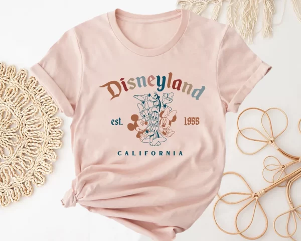 Disney Shirt For Family, Disney Family Shirts, Disneyland Est 1955 California Shirt, Light Pink