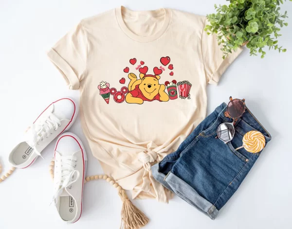 Disney Shirt For Girl, Disney Family Shirts, Valentine Gifts, Winnie Pooh Valentines Shirt, Natural