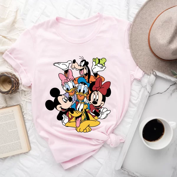 Disney Shirt For Family, Disney Family Shirts, Disneyland Shirt, Disney Character Mickey And Friends Shirt, Light Pink Jezsport.com