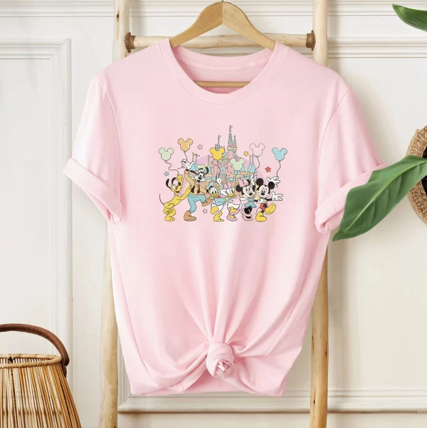Disney Shirt For Family, Disney Family Shirts, Disneyland Shirt, Disney Balloon Shirt, Disney Characters T-Shirt, Light Pink