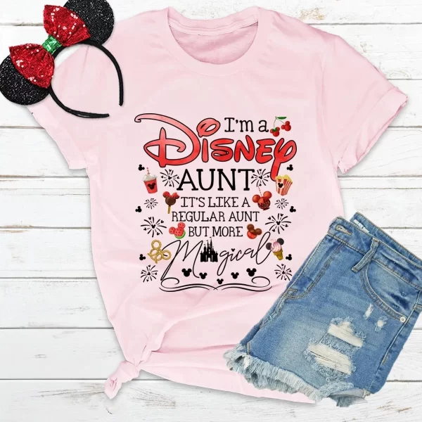 Disney Shirt For Aunt, Disney Family Shirts, Disneyland Shirt, I'm A Disney Aunt It's Like A Regular Aunt But More Magical T-Shirt, Light Pink Jezsport.com