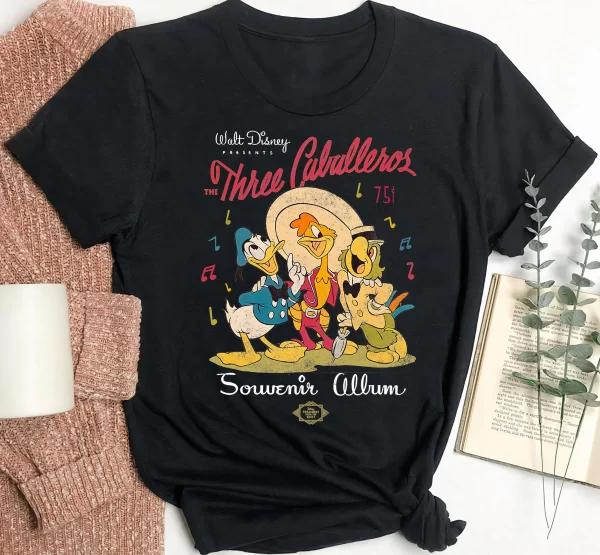 Funny Disney Shirt, Disney Character Shirts, Disneyland Shirt, Funny Three Caballeros Souvenir Album Donald Duck T-Shirt, Black