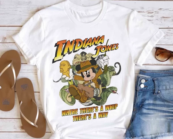 Funny Disney Shirt, Disney Character Shirts, Disneyland Shirt, Magic Kingdom Shirt, Disney Mickey Mouse Indiana Jones Adventure T-Shirt, White