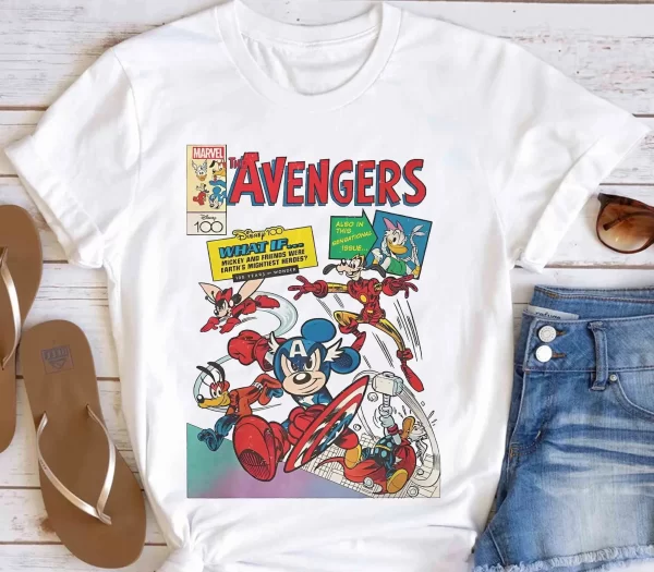 Funny Disney Shirt, Disney Character Shirts, Disneyland Shirt, Magic Kingdom Shirt, Disney 100 Avengers Comic T-Shirt, White