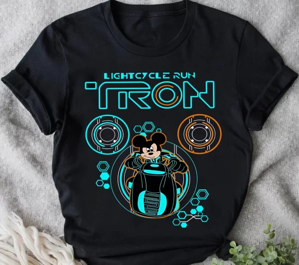 Funny Disney Shirt, Disney Character Shirts, Mickey Mouse Shirt, Magic Kingdom Shirt, Disney Tron Lightcylce Run Ride Trendy T-Shirt, Black