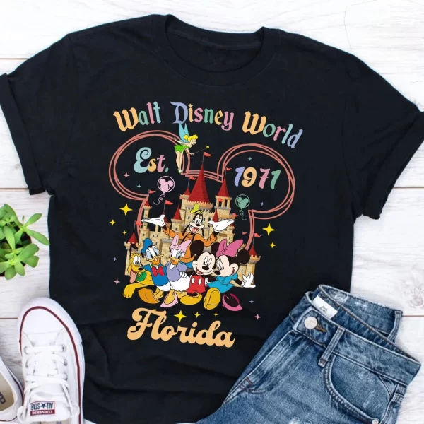 Funny Disney Shirt, Disney Character Shirts, Magic Kingdom Shirt, Wall Disney World Est 1971 Florida T-Shirt, Black