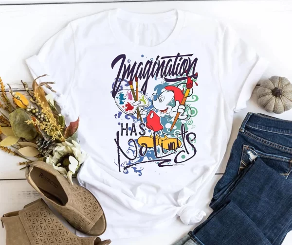 Funny Disney Shirt, Disney Character Shirts, Funny Mickey Mouse Shirt, Magic Kingdom Shirt, Imagination Has No Limits T-Shirt, White
