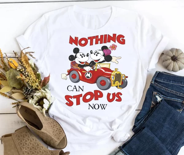 Funny Disney Shirt, Disney Character Shirts, Funny Mickey And Minnie Mouse Shirt, Magic Kingdom Shirt, Nothing I Can Stop Us Now T-Shirt, White Jezsport.com