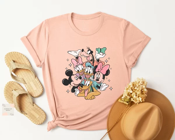Funny Disney Shirt, Disney Character Shirts, Disneyland Shirt, Magic Kingdom Shirt, Mickey Mouse And Friends T-Shirt, Coral Silk