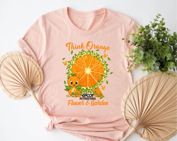 Funny Disney Shirt, Disney Character Shirts, Disneyland Shirt, Magic Kingdom Shirt, Think Orange Flower & Garden Festival T-Shirt, Coral Silk