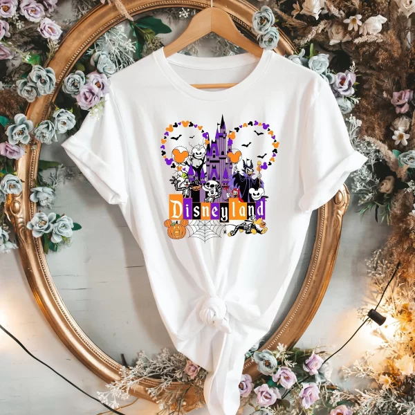 Funny Disney Shirt, Disney Character Shirts, Magic Kingdom Shirt, Disneyland With Mickey Characters Disneyland Halloween T-Shirt, White