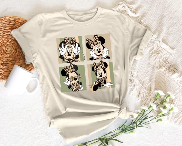 Funny Disney Shirt, Disney Character Shirts, Disneyland Shirt, Magic Kingdom Shirt, Disney Leopard Minnie Mouse T-Shirt, Natural