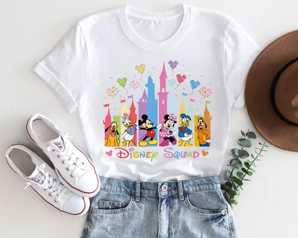 Funny Disney Shirt, Disney Character Shirts, Magic Kingdom Shirt, Disneyland Shirt, Mickey And Friends Disney Squad T-Shirt, White