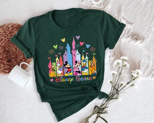 Funny Disney Shirt, Disney Character Shirts, Magic Kingdom Shirt, Disneyland Shirt, Mickey And Friends Disney Squad T-Shirt, Forest Green