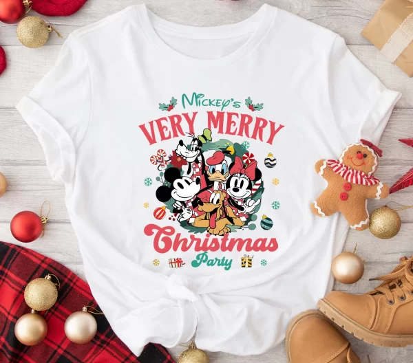 Funny Disney Shirt, Disney Character Shirts, Magic Kingdom Shirt, Disneyland Shirt, Mickey Very Merry Christmas Party T-Shirt, White