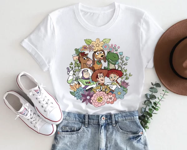 Funny Disney Shirt, Disney Character Shirts, Disneyland Shirt, Magic Kingdom Shirt, Vintage Disney Floral Toy Story Family T-Shirt, White