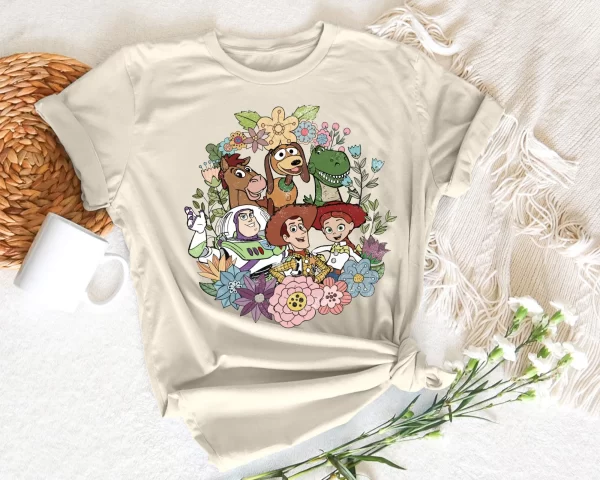 Funny Disney Shirt, Disney Character Shirts, Disneyland Shirt, Magic Kingdom Shirt, Vintage Disney Floral Toy Story Family T-Shirt, Natural