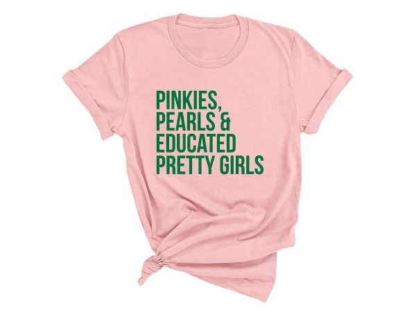 AKA Pinkies Pearls Educated Pretty Girls, AKA 1908 T-Shirt, Sorority Shirt, Sorority Gifts, Sisterhood Shirt, Alpha Kappa Alpha Shirt, Coral Silk Jezsport.com