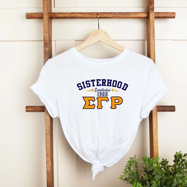 Sigma Gamma Rho Shirt, Sisterhood Established 1922 Shirt, Greek Life T-Shirt, Sorority Shirt, Sorority Gifts, Sisterhood Shirt, White