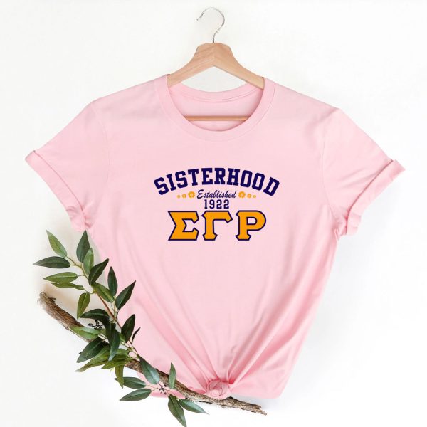 Sigma Gamma Rho Shirt, Sisterhood Established 1922 Shirt, Greek Life T-Shirt, Sorority Shirt, Sorority Gifts, Sisterhood Shirt, Light Pink
