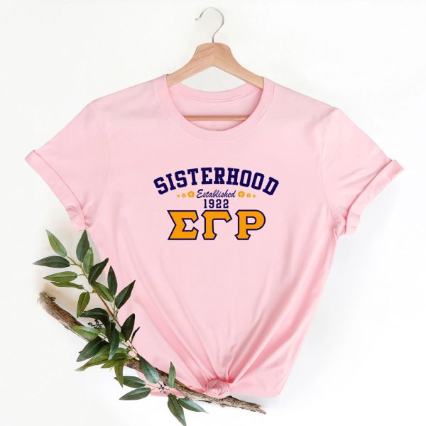 Sigma Gamma Rho Shirt, Sisterhood Established 1922 Shirt, Greek Life T-Shirt, Sorority Shirt, Sorority Gifts, Sisterhood Shirt, Light Pink Jezsport.com