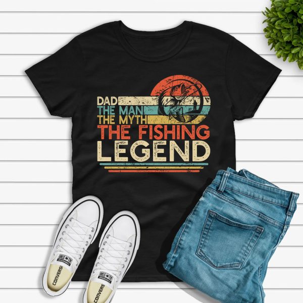Funny Dad Fishing Shirt, Vintage Dad The Man The Myth The Fishing Legend Shirt, Gifts For Dad, Gifts For Father, Father's Day Shirt Jezsport.com
