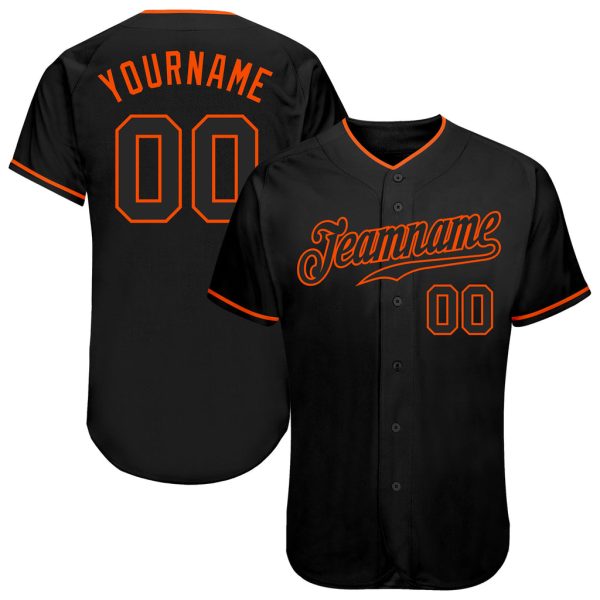 Custom Black Jersey, Personalized Black Baseball Jersey, Custom Baseball Jersey, Custom Black Black-Orange Authentic Baseball Jersey Jezsport.com