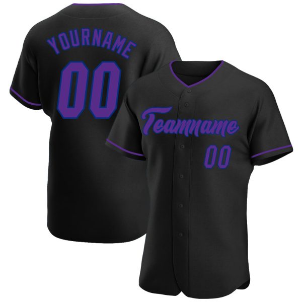 Custom Black Jersey, Personalized Black Baseball Jersey, Custom Baseball Jersey, Custom Black Purple-Royal Authentic Baseball Jersey Jezsport.com