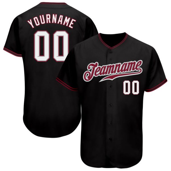 Custom Black Jersey, Personalized Black Baseball Jersey, Custom Baseball Jersey, Custom Black White-Crimson Authentic Baseball Jersey Jezsport.com