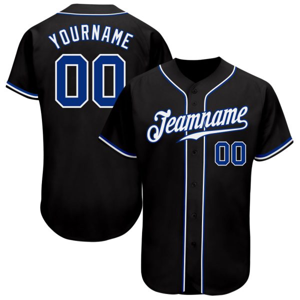 Custom Black Jersey, Personalized Black Baseball Jersey, Custom Baseball Jersey, Custom Black Royal-White Authentic Baseball Jersey Jezsport.com