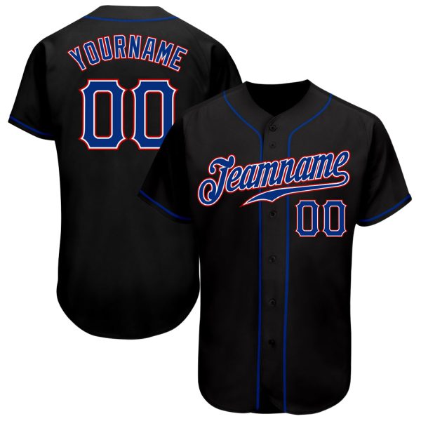 Custom Black Jersey, Personalized Black Baseball Jersey, Custom Baseball Jersey, Custom Black Royal-Red Authentic Baseball Jersey Jezsport.com