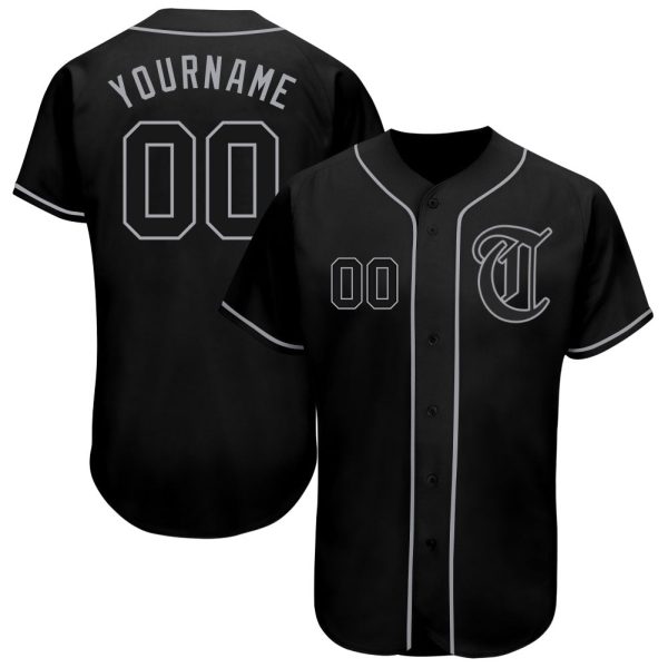 Custom Black Jersey, Personalized Black Baseball Jersey, Custom Baseball Jersey, Custom Black Black-Gray Authentic Baseball Jersey Jezsport.com