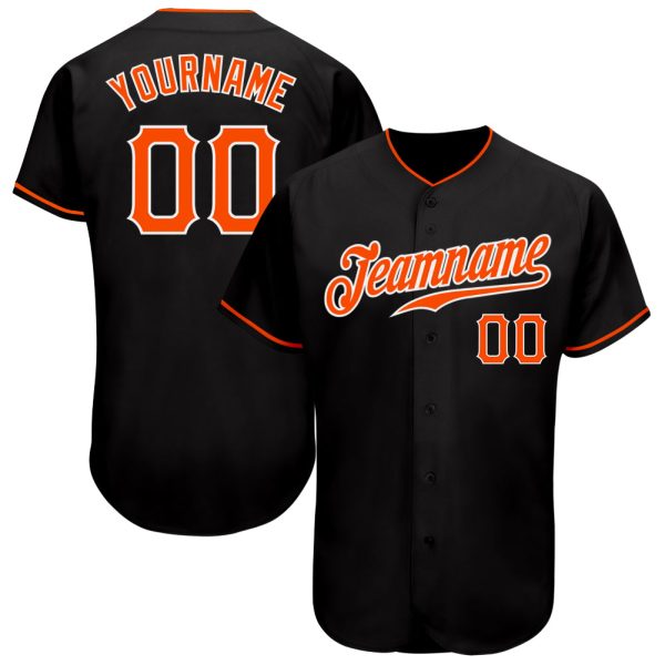 Custom Black Jersey, Personalized Black Baseball Jersey, Custom Baseball Jersey, Custom Black Orange-White Authentic Baseball Jersey Jezsport.com