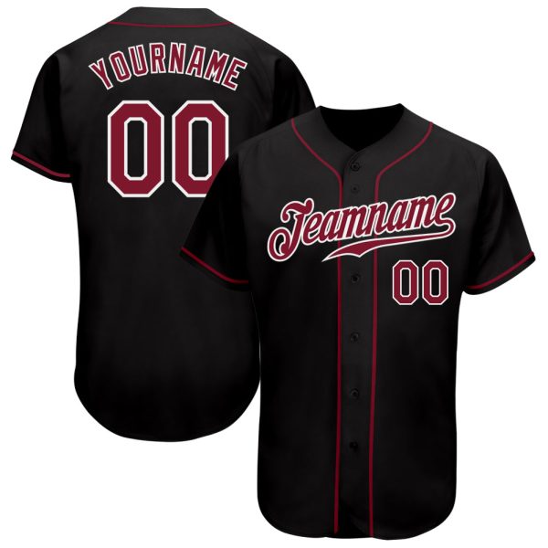 Custom Black Jersey, Personalized Black Baseball Jersey, Custom Baseball Jersey, Custom Black Crimson-White Authentic Baseball Jersey Jezsport.com