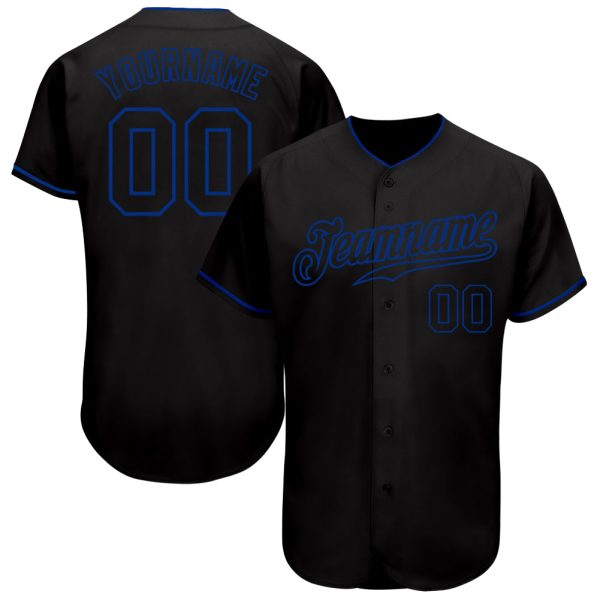 Custom Black Jersey, Personalized Black Baseball Jersey, Custom Baseball Jersey, Custom Black Black-Royal Authentic Baseball Jersey Jezsport.com