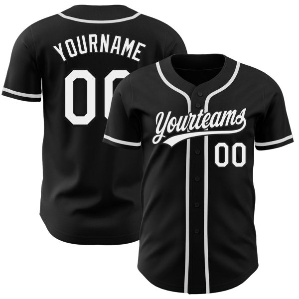 Custom Black Jersey, Personalized Black Baseball Jersey, Custom Baseball Jersey, Custom Black White Authentic Baseball Jersey Jezsport.com