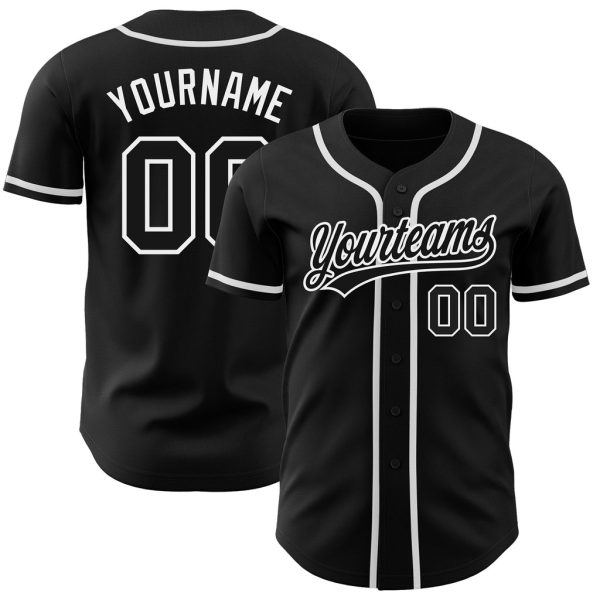 Custom Black Jersey, Personalized Black Baseball Jersey, Custom Baseball Jersey, Custom Black Black-White Authentic Baseball Jersey Jezsport.com