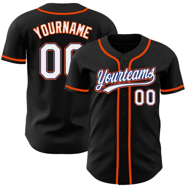 Custom Black Jersey, Personalized Black Baseball Jersey, Custom Baseball Jersey, Custom Black White Royal-Orange Authentic Baseball Jersey Jezsport.com