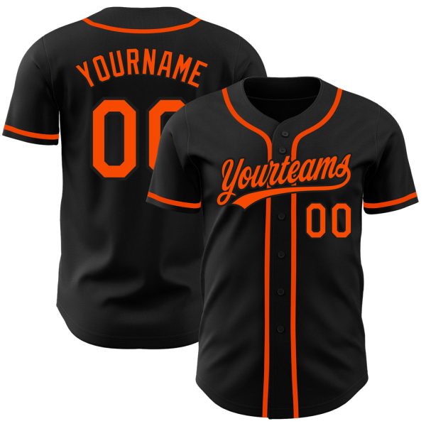 Custom Black Jersey, Personalized Black Baseball Jersey, Custom Baseball Jersey, Custom Black Orange Authentic Baseball Jersey Jezsport.com