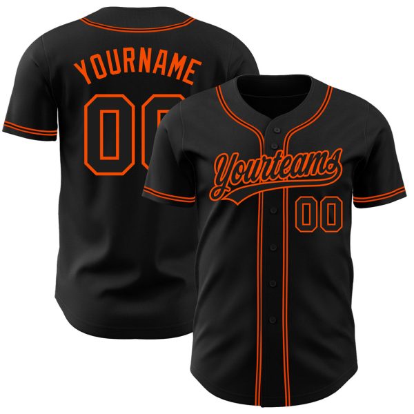 Custom Black Jersey, Personalized Black Baseball Jersey, Custom Baseball Jersey, Custom Black Black-Orange Authentic Baseball Jersey Jezsport.com