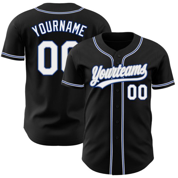 Custom Black Jersey, Personalized Black Baseball Jersey, Custom Baseball Jersey, Custom Black White Gray-Royal Authentic Baseball Jersey Jezsport.com