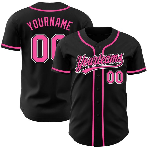 Custom Black Jersey, Personalized Black Baseball Jersey, Custom Baseball Jersey, Custom Black Pink-White Authentic Baseball Jersey Jezsport.com