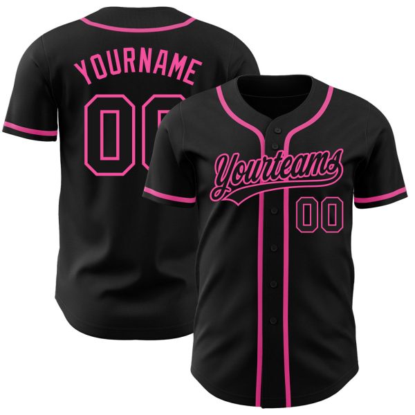 Custom Black Jersey, Personalized Black Baseball Jersey, Custom Baseball Jersey, Custom Black Black-Pink Authentic Baseball Jersey Jezsport.com