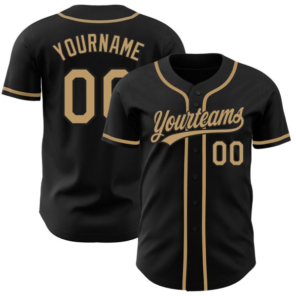 Custom Black Jersey, Personalized Black Baseball Jersey, Custom Baseball Jersey, Custom Black Old Gold Authentic Baseball Jersey Jezsport.com