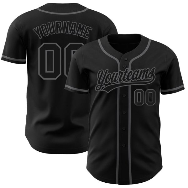 Custom Black Jersey, Personalized Black Baseball Jersey, Custom Baseball Jersey, Custom Black Black-Steel Gray Authentic Baseball Jersey Jezsport.com