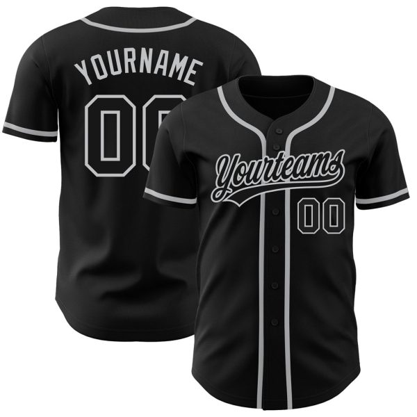 Custom Black Jersey, Personalized Black Baseball Jersey, Custom Baseball Jersey, Custom Black Black-Gray Authentic Baseball Jersey Jezsport.com