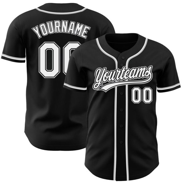 Custom Black Jersey, Personalized Black Baseball Jersey, Custom Baseball Jersey, Custom Black White-Gray Authentic Baseball Jersey Jezsport.com