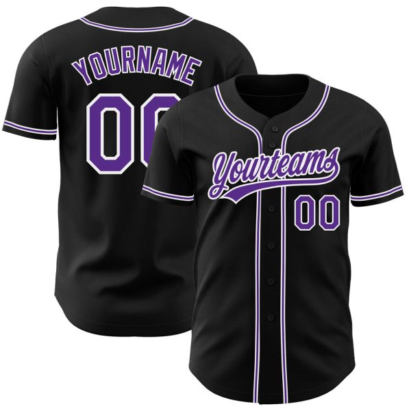 Custom Black Jersey, Personalized Black Baseball Jersey, Custom Baseball Jersey, Custom Black Purple-White Authentic Baseball Jersey Jezsport.com