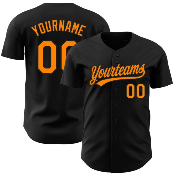 Custom Black Jersey, Personalized Black Baseball Jersey, Custom Baseball Jersey, Custom Black Bay Orange Authentic Baseball Jersey Jezsport.com